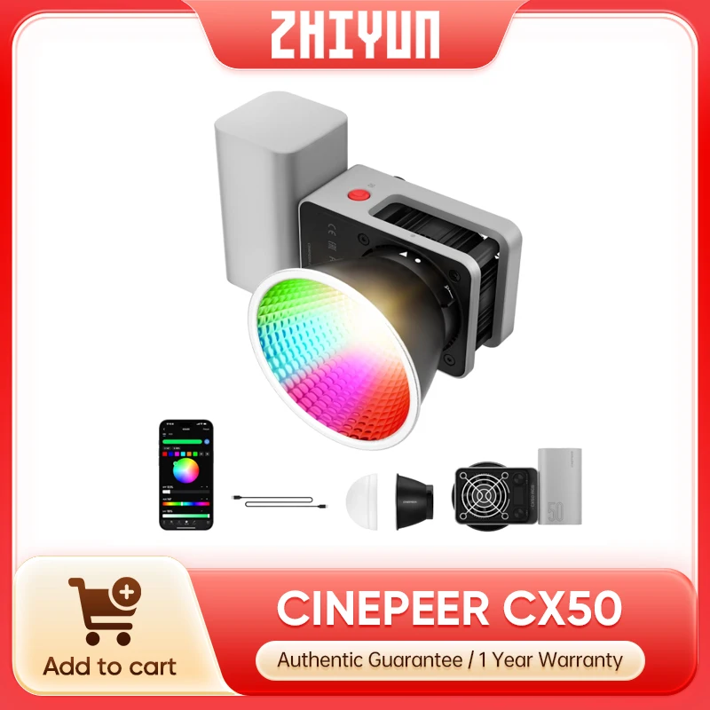Photography Lighting Rgb - Zhiyun CINEPEER CX50 RGB-Videoleuchte 2700K-6500K Vollfarbige