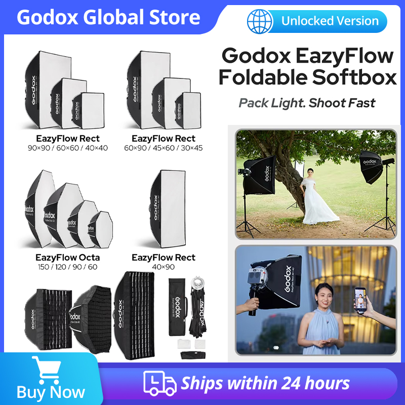 Photography Studio Lighting Set Up - Godox EazyFlow Faltbare Softbox mit Bowens-Halterung,