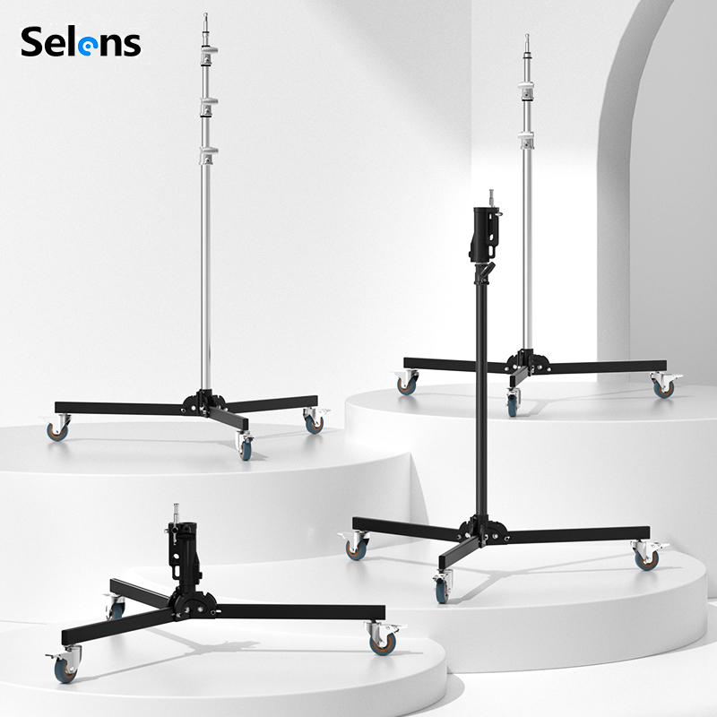 Photography Video Lighting Kit - Selens Professionelles Schwerlast-Edelstahl-Lichtstativ mit Rollen für