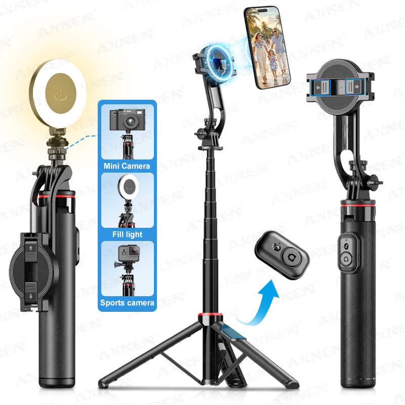 Photography Lighting With Umbrella - AXNEN C20 Magnetisches Selfie-Stick-Stativ, ausziehbar für