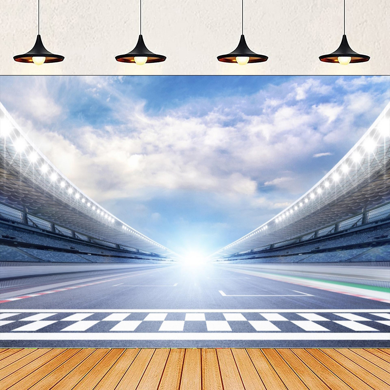 Photography Lighting Background - Rennwagen-Fotografie-Hintergrund Zielstreifen Rennstrecke Scheinwerfer Zuschauer Hintergrund