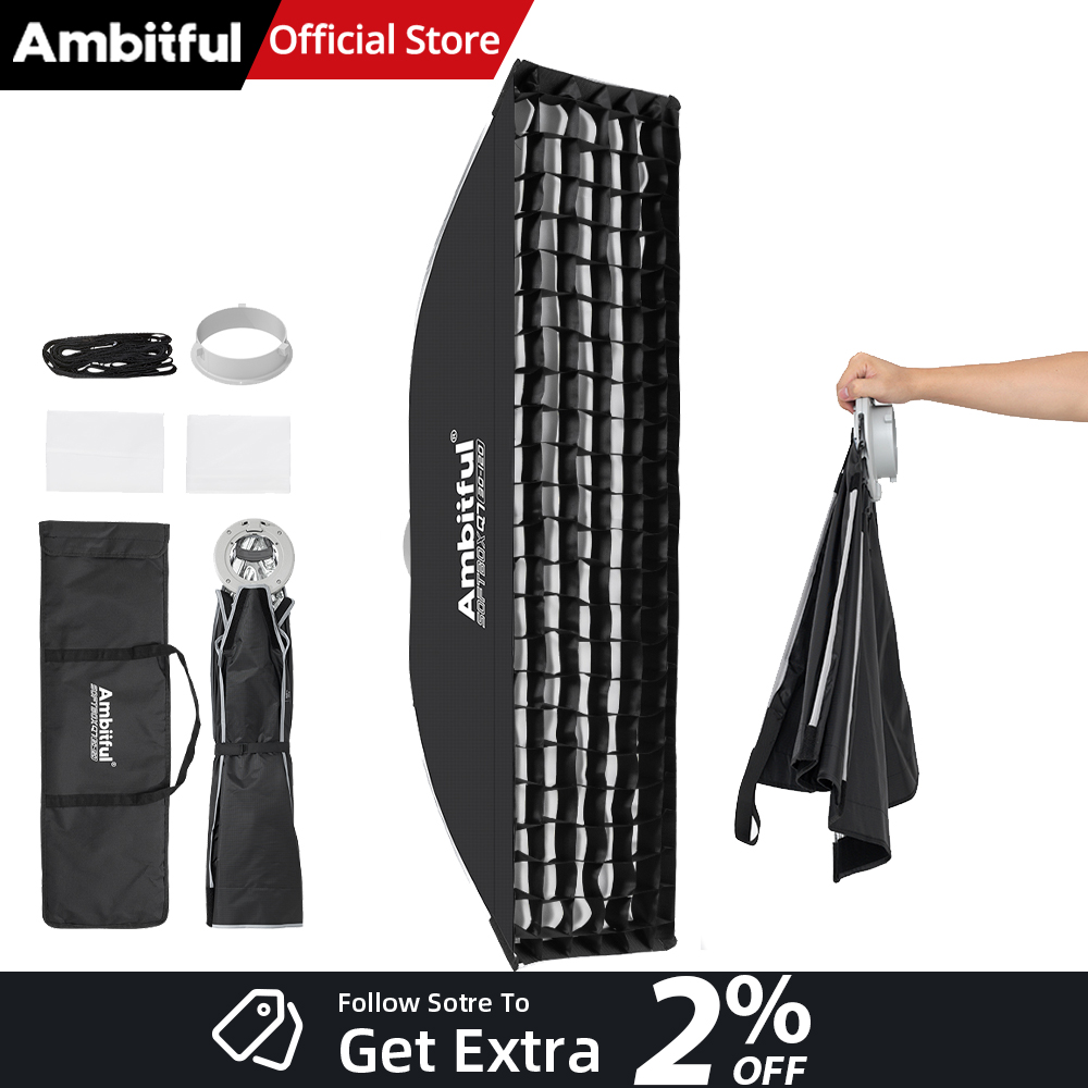 Photography Studio Lighting Set Up - AMBITFUL Q7-II 30*120cm Bowens Mount Streifen-Softbox